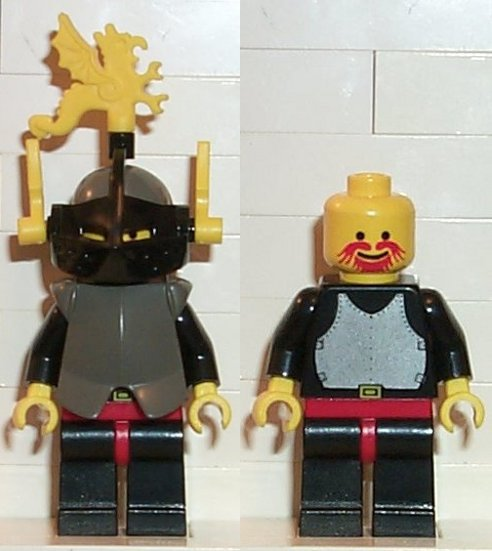 Breastplate - Armor over Black, Dark Gray Helmet, Black Visor, Yellow Dragon Plumes (cas166)