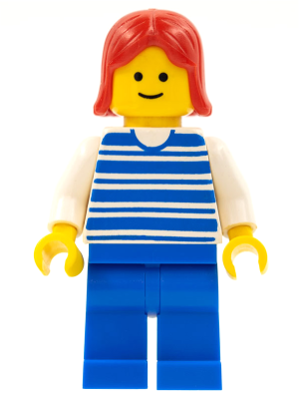 Horizontal Lines Blue - White Arms - Blue Legs, Red Female Hair (hor010)