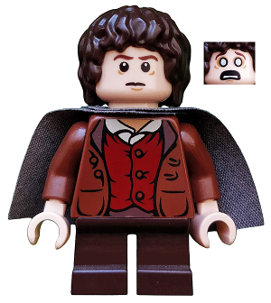 Frodo Baggins - Reddish Brown Jacket, Dark Brown Legs, Dark Bluish Gray Cape (lor003)