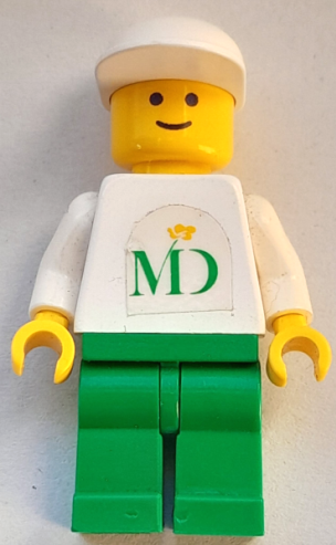 MD Foods - White Torso (Sticker on Both Sides), Green Legs, White Cap (mdf001)