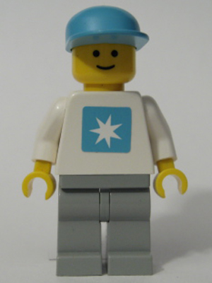 Maersk - White Torso (Sticker), Light Gray Legs, Maersk Blue Cap (msk001)