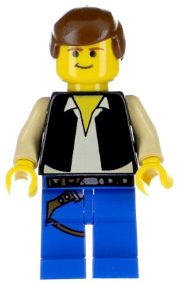 Han Solo - Yellow Head, Black Vest over Tan Shirt, Blue Legs with Belts (sw0014)