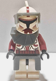 Clone Trooper Commander Fox, Coruscant Guard (Phase 1) - Dark Bluish Gray Visor, Pauldron, and Kama, Large Eyes, without Solid Light Bluish Gray Semicircle above Belt (sw0202b)