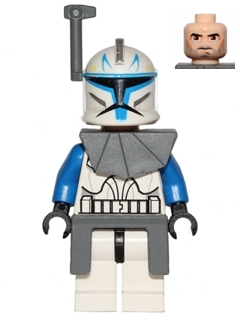 Clone Trooper Captain Rex, 501st Legion (Phase 1) - Dark Bluish Gray Rangefinder, Pauldron, and Kama, Large Eyes (sw0314)