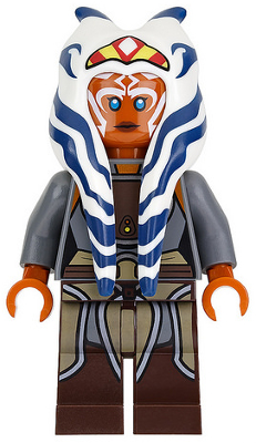 Ahsoka Tano (Adult) - Dark Bluish Gray Vest, Tan Tunic, Plain Arms, Dark Brown Legs (sw0759)