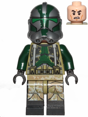Clone Trooper Commander Gree, 41st Elite Corps (Phase 2) - Kashyyyk Camouflage, Dark Tan Markings on Legs, Scowl (sw1003)