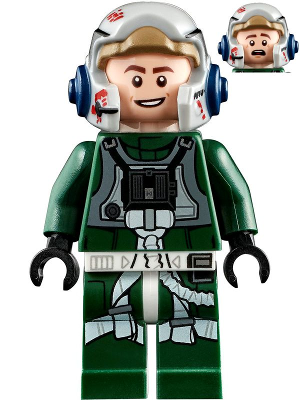 Rebel Pilot A-wing (Open Helmet, Dark Green Jumpsuit, Smile / Scared) (Arvel Crynyd) (sw1092)