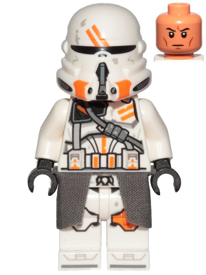 Clone Airborne Trooper, 212th Attack Battalion (Phase 2) - White Arms, Dirt Stains, Dark Bluish Gray Cloth Kama, Nougat Head (sw1100)