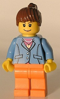 Medium Blue Jacket, Orange Legs, Reddish Brown Ponytail Hair (twn029)
