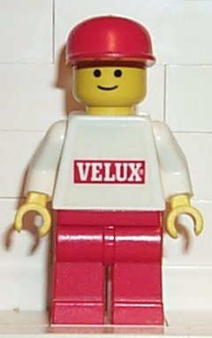 Velux Sticker on White Torso, Red Legs, Red Cap (vel001)