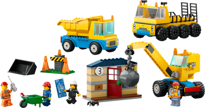 60391 Construction Trucks and Wrecking Ball Crane