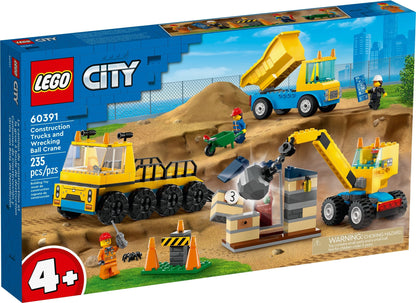 60391 Construction Trucks and Wrecking Ball Crane