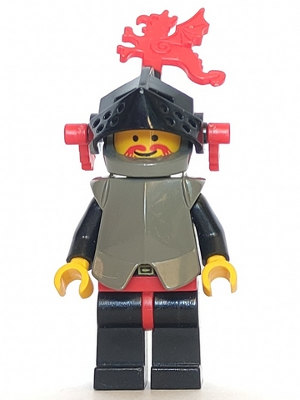 Breastplate - Armor over Black, Dark Gray Helmet, Black Visor, Red Dragon Plumes (cas168)