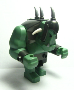 Fantasy Era - Troll, Sand Green with Pearl Dark Gray Armor, 2 White Horns and 3 Pearl Light Gray Horns (cas376)