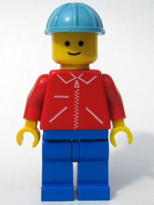 Jacket Red with Zipper - Red Arms - Blue Legs, Maersk Blue Construction Helmet (jred013)