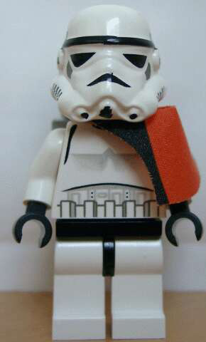 Sandtrooper - Orange Pauldron (Solid), No Survival Backpack, No Dirt Stains, Helmet with Solid Mouth Pattern and Solid Black Head (sw0109a)